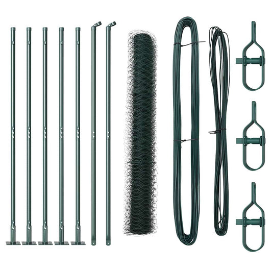 Zaun mit Pfosten Grün 1 x 10 m PVC-beschichteter Stahl