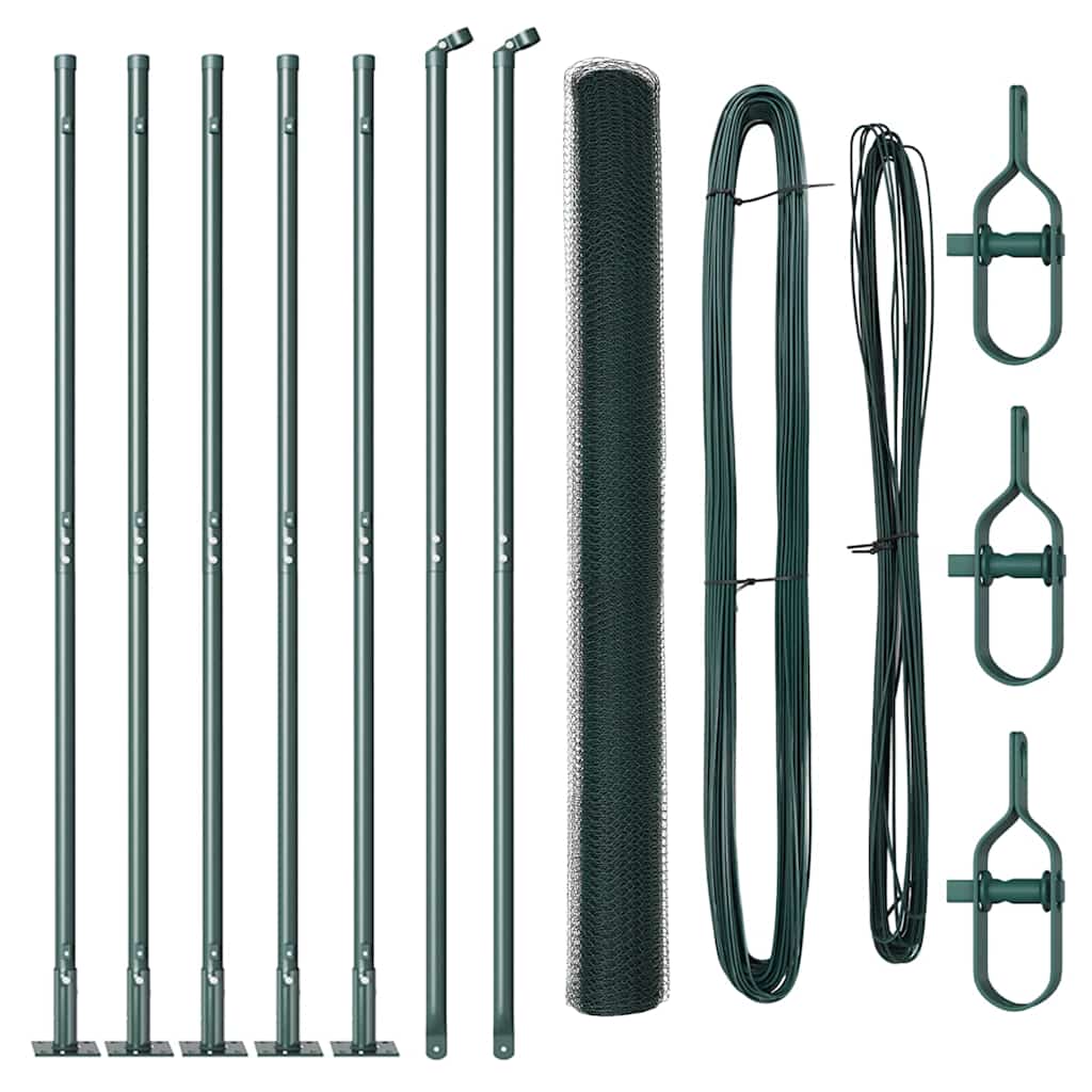 Zaun mit Pfosten Grün 1,5 x 10 m PVC-beschichteter Stahl
