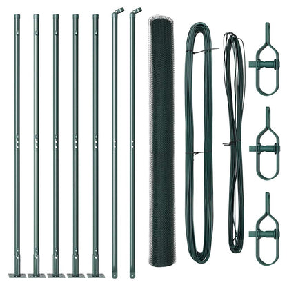 Zaun mit Pfosten Grün 1,5 x 10 m PVC-beschichteter Stahl