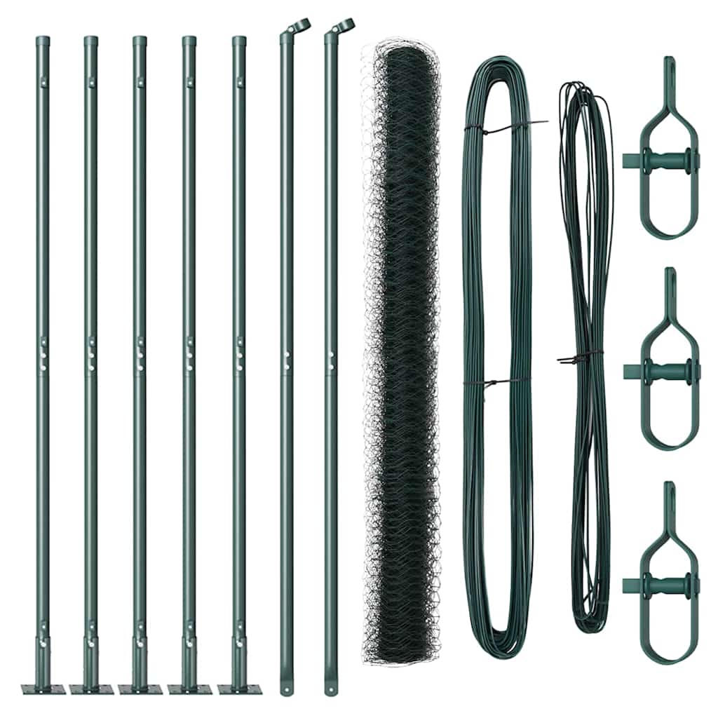 Zaun mit Pfosten Grün 1,6 x 10 m PVC-beschichteter Stahl