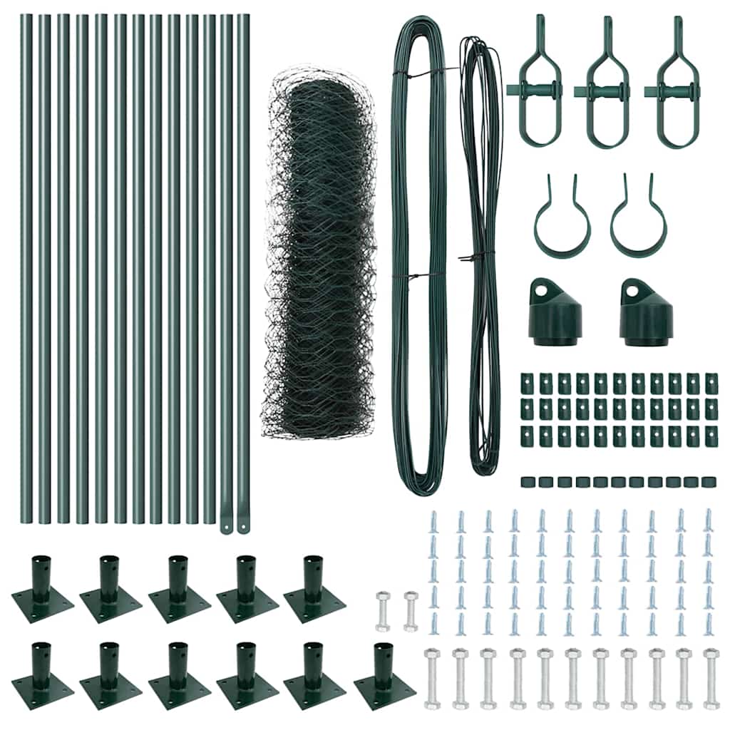 Zaun mit Pfosten Grün 0,4 x 25 m PVC-beschichteter Stahl
