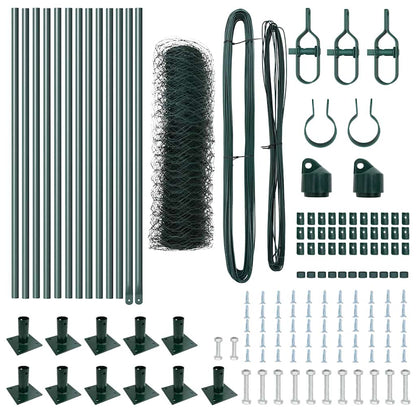 Zaun mit Pfosten Grün 0,4 x 25 m PVC-beschichteter Stahl