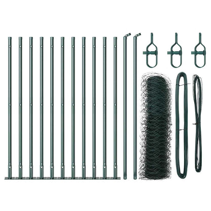 Zaun mit Pfosten Grün 0,5 x 25 m PVC-beschichteter Stahl