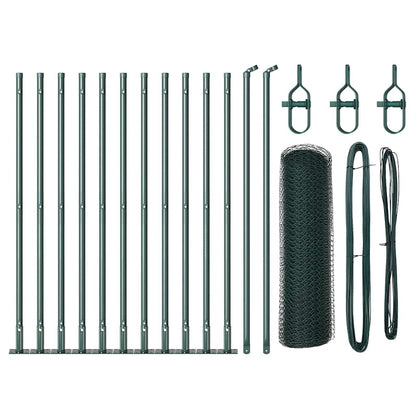 Zaun mit Pfosten Grün 0,6 x 25 m PVC-beschichteter Stahl