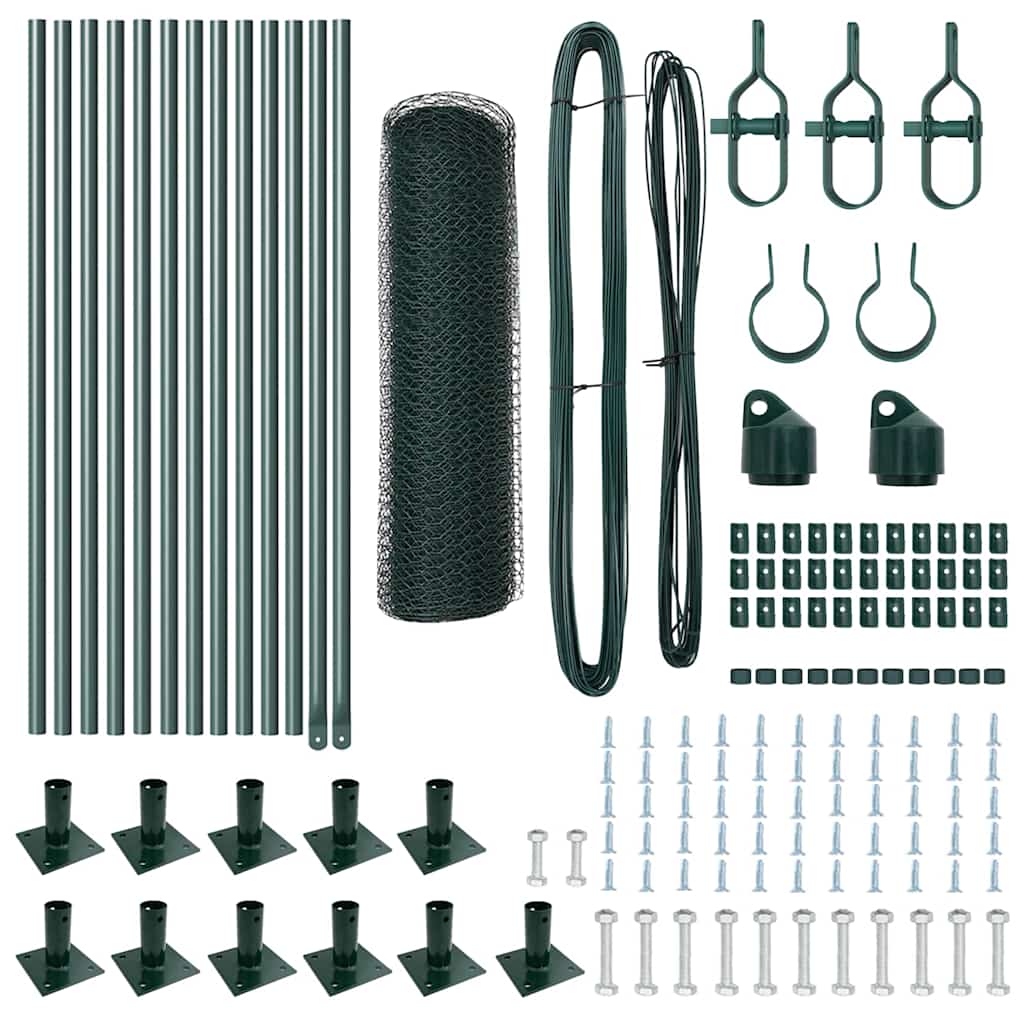 Zaun mit Pfosten Grün 0,6 x 25 m PVC-beschichteter Stahl