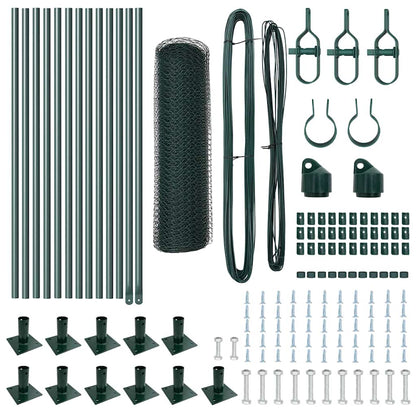 Zaun mit Pfosten Grün 0,6 x 25 m PVC-beschichteter Stahl