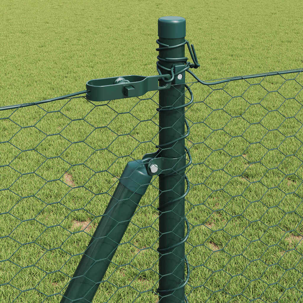 Zaun mit Pfosten Grün 0,8 x 25 m PVC-beschichteter Stahl