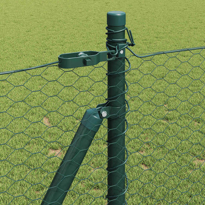Zaun mit Pfosten Grün 0,8 x 25 m PVC-beschichteter Stahl