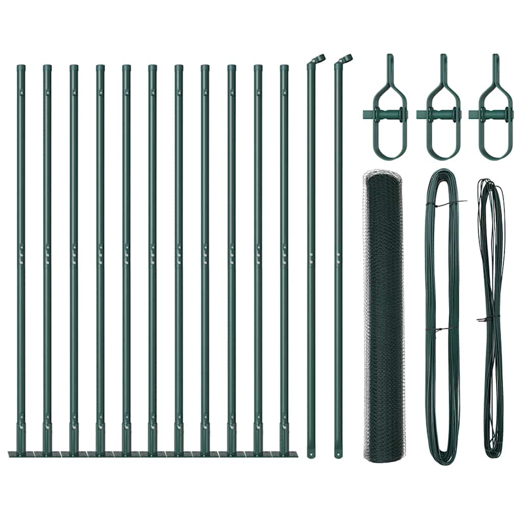 Zaun mit Pfosten Grün 0,8 x 25 m PVC-beschichteter Stahl