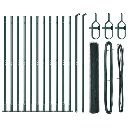 Zaun mit Pfosten Grün 0,8 x 25 m PVC-beschichteter Stahl