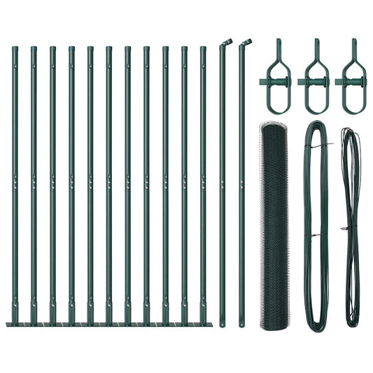 Zaun mit Pfosten Grün 0,8 x 25 m PVC-beschichteter Stahl
