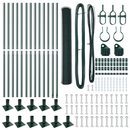 Zaun mit Pfosten Grün 0,8 x 25 m PVC-beschichteter Stahl