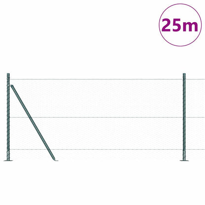 Zaun mit Pfosten Grün 0,8 x 25 m PVC-beschichteter Stahl