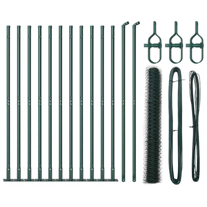 Zaun mit Pfosten Grün 1 x 25 m PVC-beschichteter Stahl