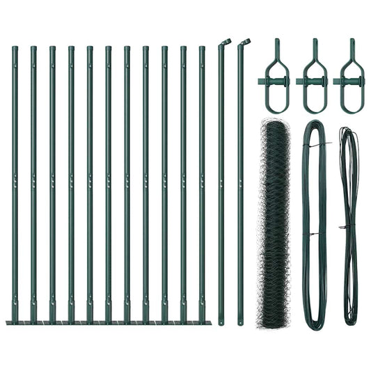 Zaun mit Pfosten Grün 1 x 25 m PVC-beschichteter Stahl