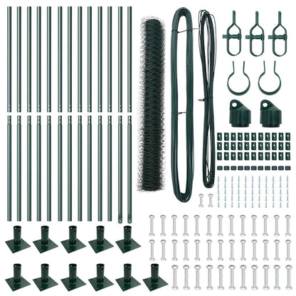 Zaun mit Pfosten Grün 1 x 25 m PVC-beschichteter Stahl