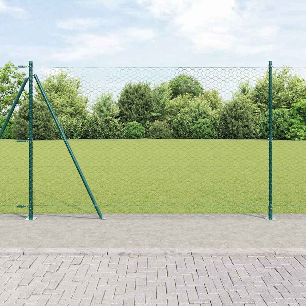 Zaun mit Pfosten Grün 1,4 x 25 m PVC-beschichteter Stahl