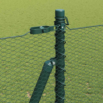 Zaun mit Pfosten Grün 1,5 x 25 m PVC-beschichteter Stahl