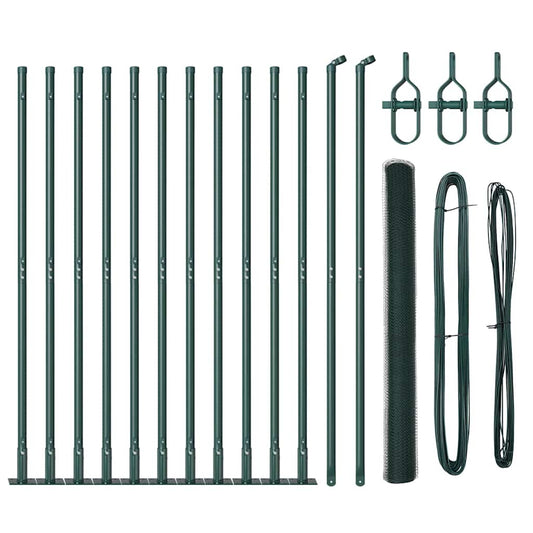 Zaun mit Pfosten Grün 1.5 x 25 m PVC-beschichteter Stahl