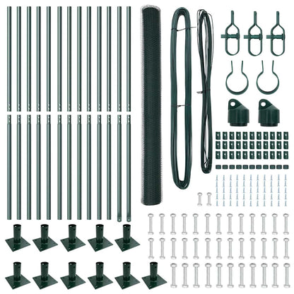 Zaun mit Pfosten Grün 1.5 x 25 m PVC-beschichteter Stahl