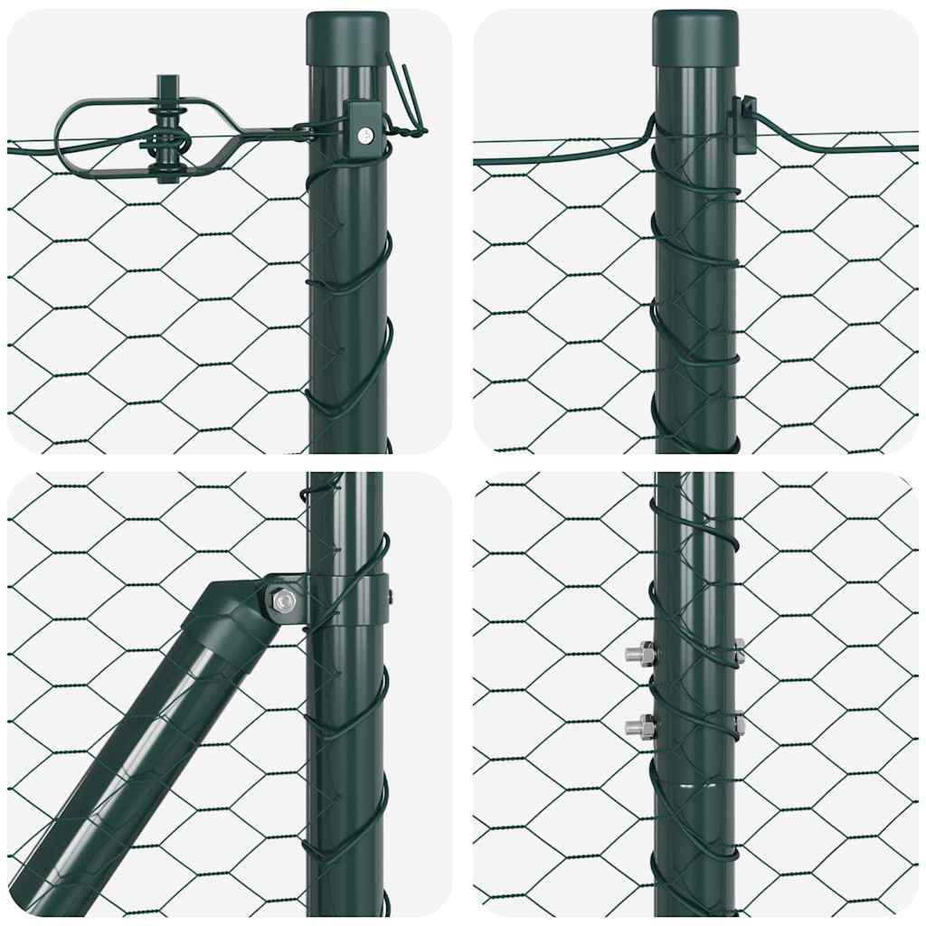 Zaun mit Pfosten Grün 1.5 x 25 m PVC-beschichteter Stahl