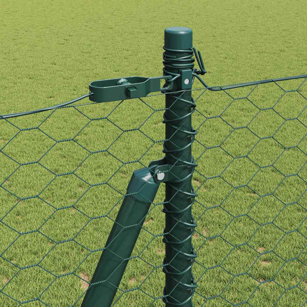 Zaun mit Pfosten Grün 1,5 x 25 m PVC-beschichteter Stahl