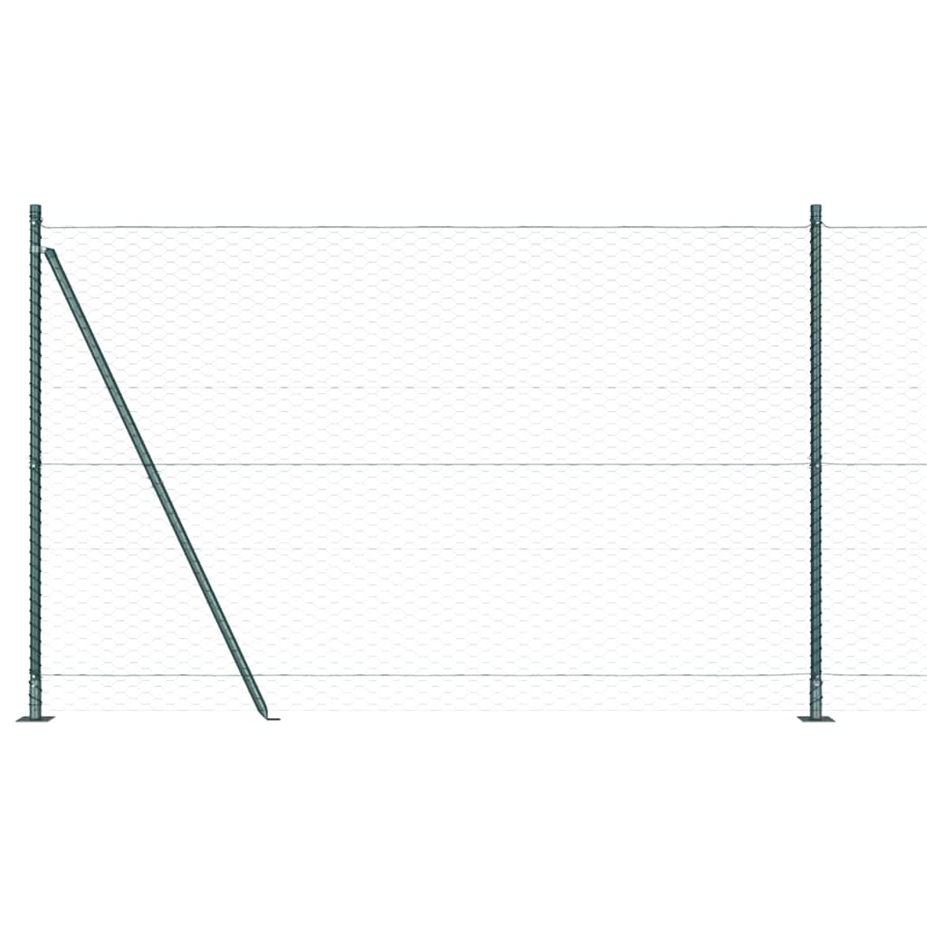 Zaun mit Pfosten Grün 1.5 x 25 m PVC-beschichteter Stahl