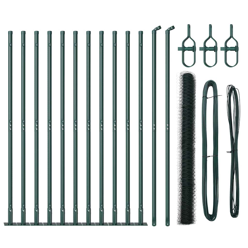 Zaun mit Pfosten Grün 1.5 x 25 m PVC-beschichteter Stahl
