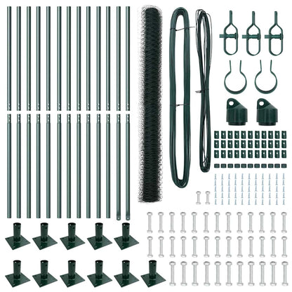 Zaun mit Pfosten Grün 1.5 x 25 m PVC-beschichteter Stahl