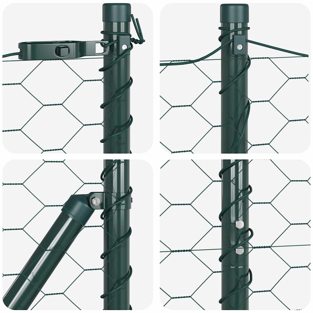 Zaun mit Pfosten Grün 1.5 x 25 m PVC-beschichteter Stahl