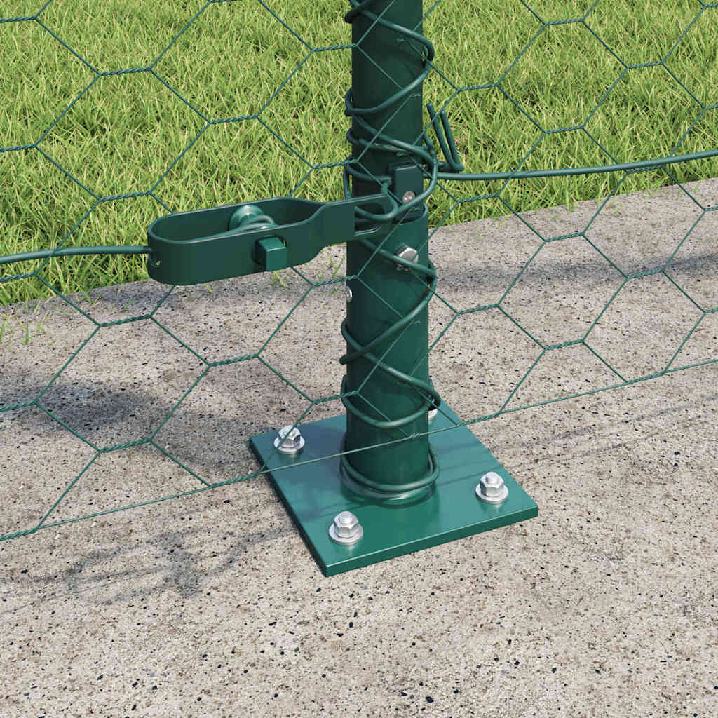 Zaun mit Pfosten Grün 1,5 x 25 m PVC-beschichteter Stahl