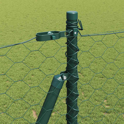Zaun mit Pfosten Grün 1,5 x 25 m PVC-beschichteter Stahl