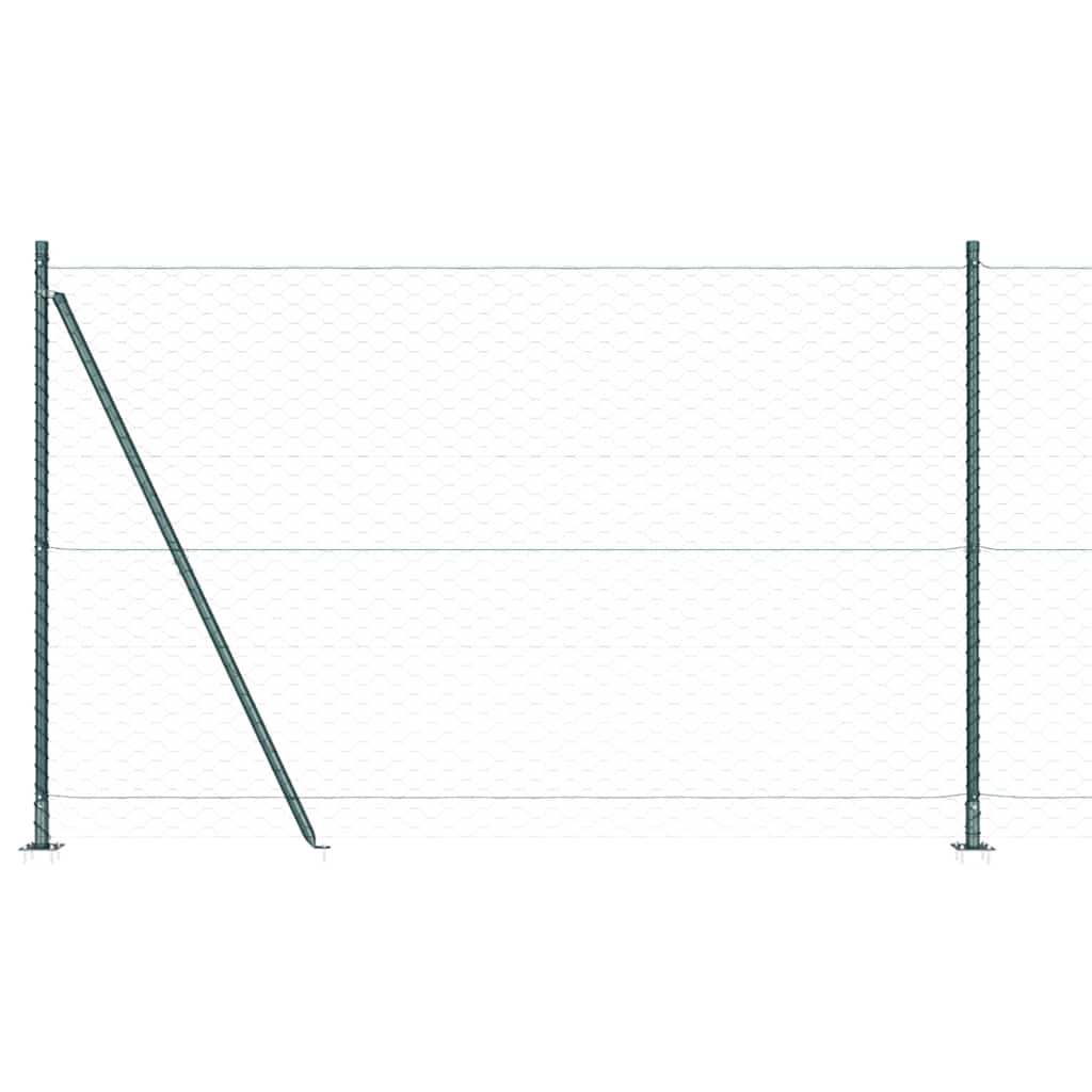 Zaun mit Pfosten Grün 1.5 x 25 m PVC-beschichteter Stahl