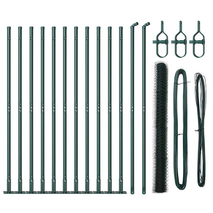 Zaun mit Pfosten Grün 1.5 x 25 m PVC-beschichteter Stahl