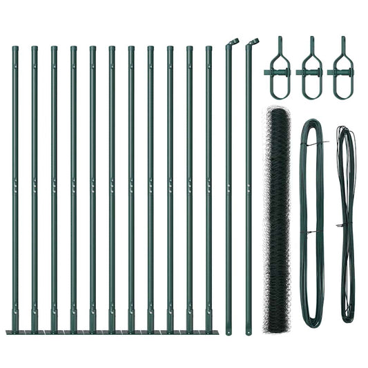 Zaun mit Pfosten Grün 1.5 x 25 m PVC-beschichteter Stahl
