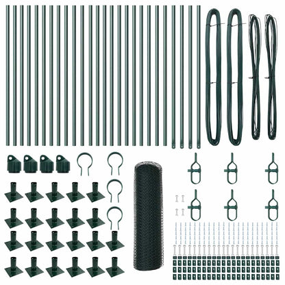 Zaun mit Pfosten Grün 0.4 x 50 m PVC-beschichteter Stahl