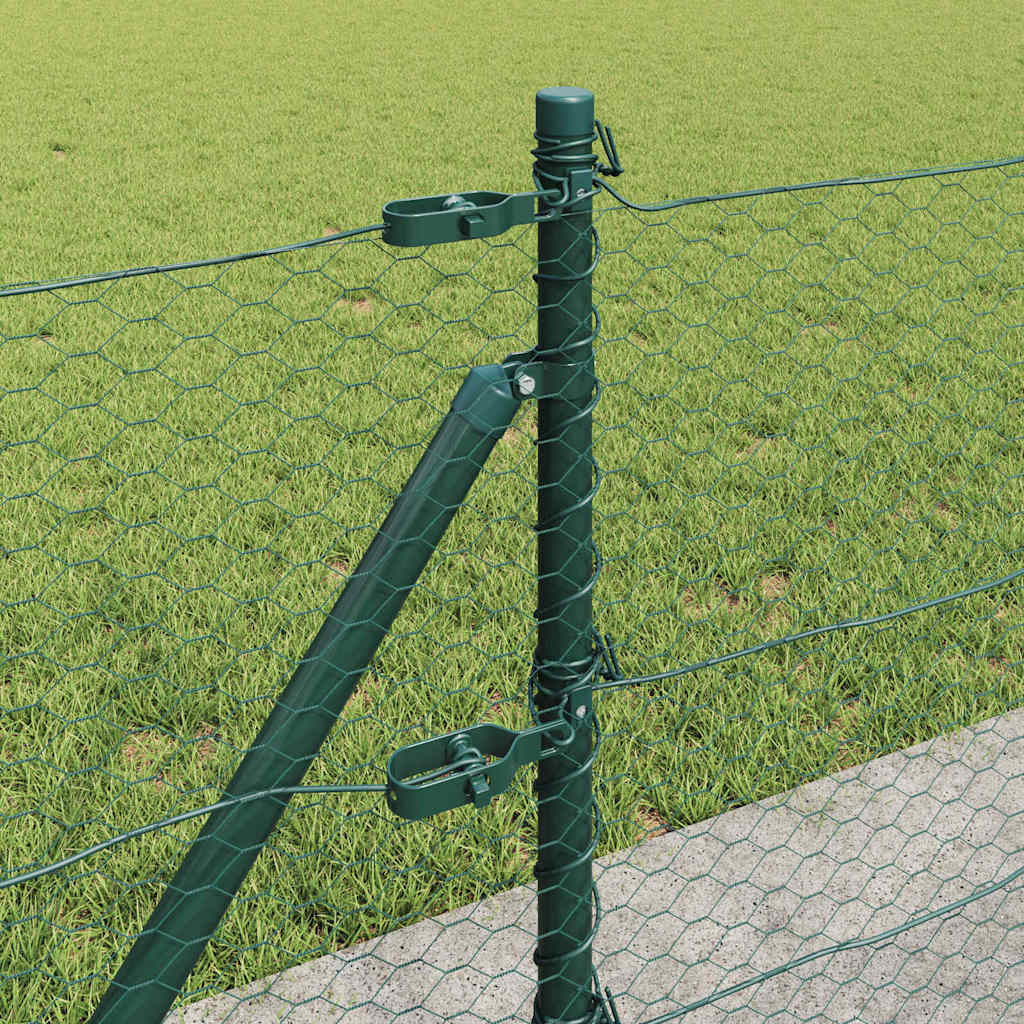 Zaun mit Pfosten Grün 0,6 x 50 m PVC-beschichteter Stahl