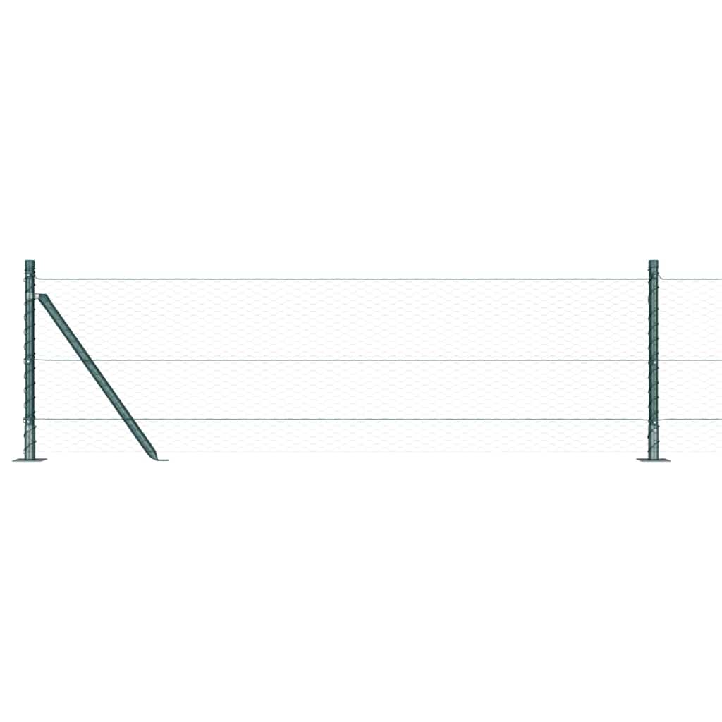 Zaun mit Pfosten Grün 0,6 x 50 m PVC-beschichteter Stahl