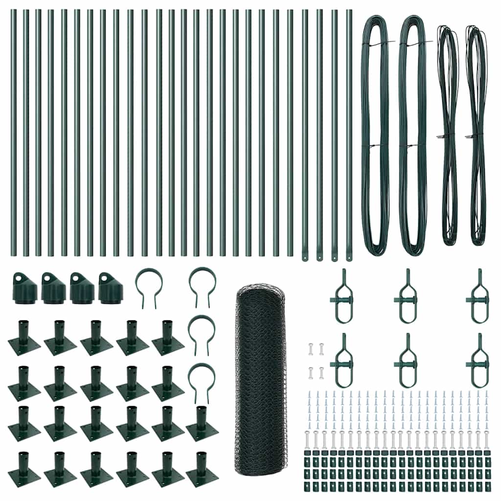 Zaun mit Pfosten Grün 0,6 x 50 m PVC-beschichteter Stahl