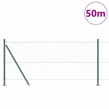 Zaun mit Pfosten Grün 0,8 x 50 m PVC-beschichteter Stahl