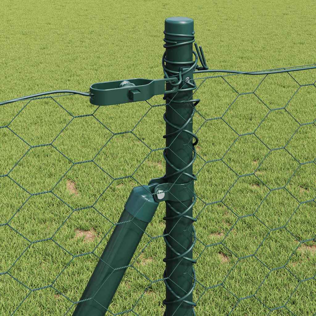 Zaun mit Pfosten Grün 1 x 50 m PVC-beschichteter Stahl