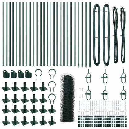 Zaun mit Pfosten Grün 1 x 50 m PVC-beschichteter Stahl