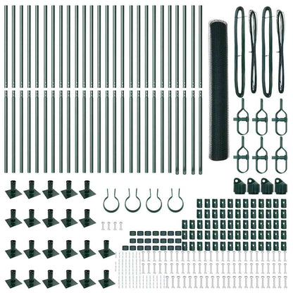 Zaun mit Pfosten Grün 1,2 x 50 m PVC-beschichteter Stahl