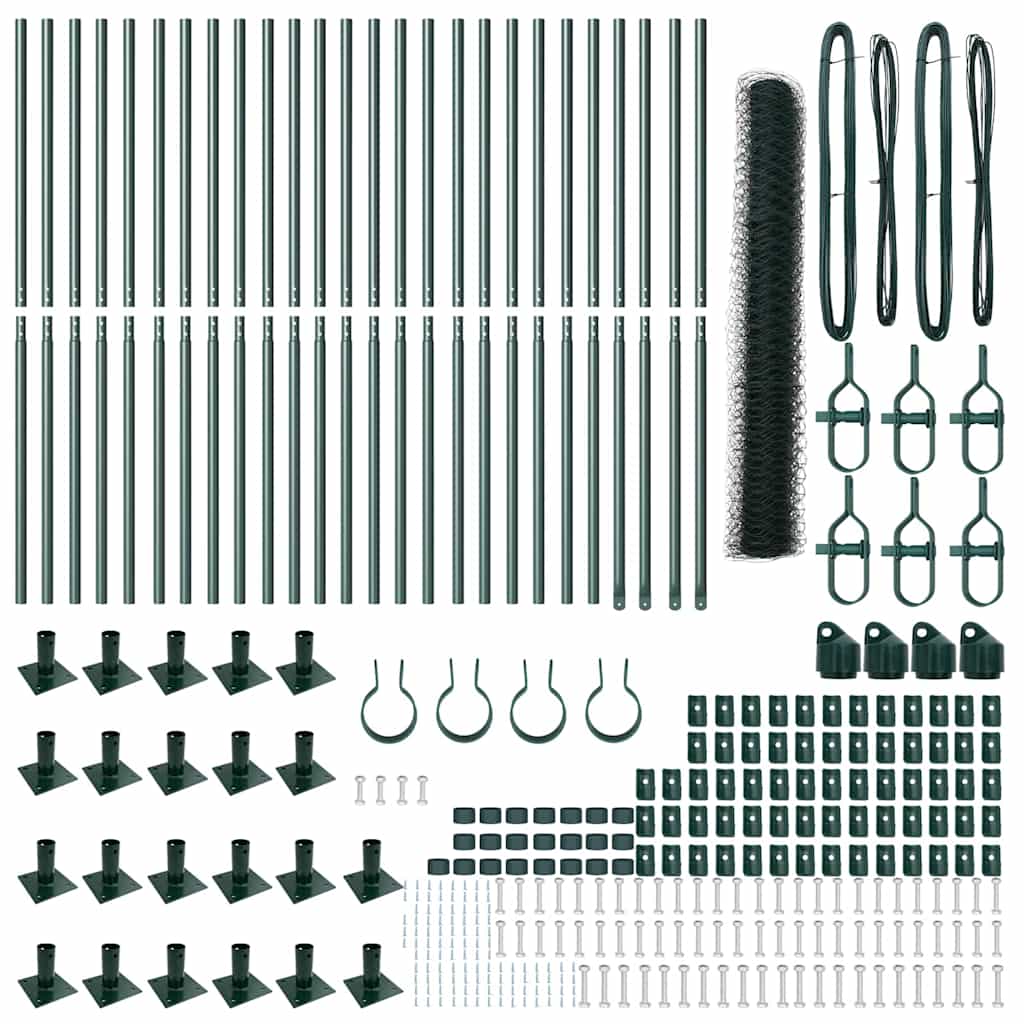 Zaun mit Pfosten Grün 1,2 x 50 m PVC-beschichteter Stahl
