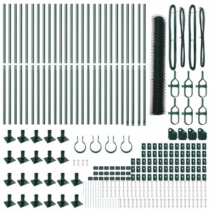 Zaun mit Pfosten Grün 1,2 x 50 m PVC-beschichteter Stahl