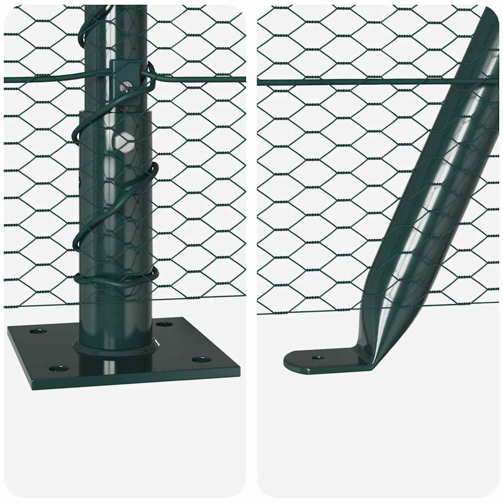 Zaun mit Pfosten Grün 1.5 x 50 m PVC-beschichteter Stahl