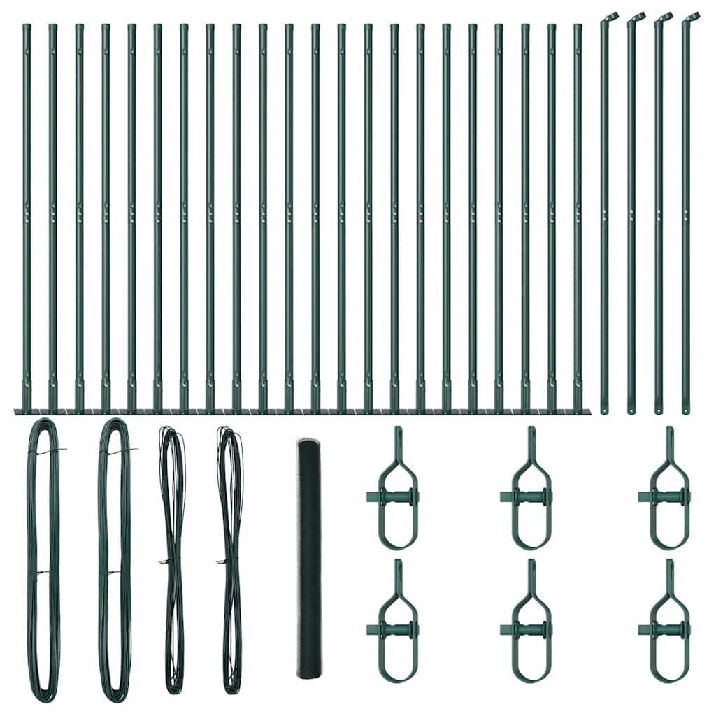 Zaun mit Pfosten Grün 1.5 x 50 m PVC-beschichteter Stahl
