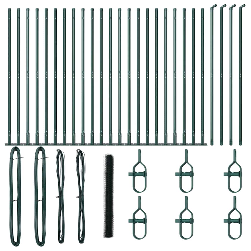 Zaun mit Pfosten Grün 1,5 x 50 m PVC-beschichteter Stahl
