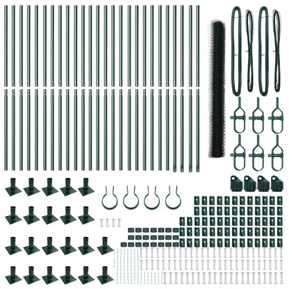 Zaun mit Pfosten Grün 1,5 x 50 m PVC-beschichteter Stahl