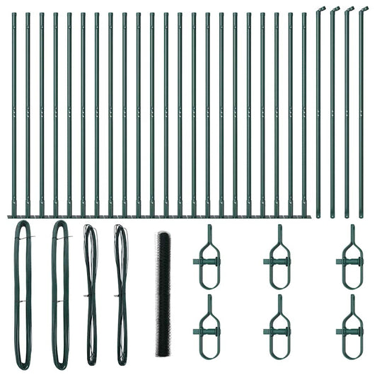 Zaun mit Pfosten Grün 1,6 x 50 m PVC-beschichteter Stahl